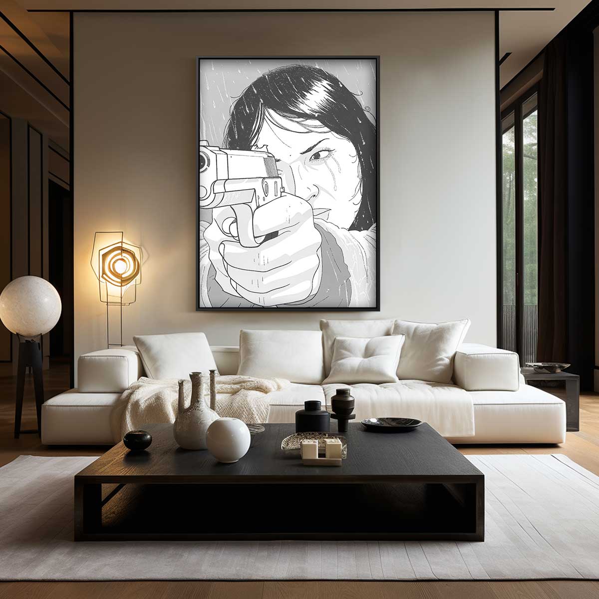 Stoere Illustratie in Stripstijl Kunstwerk-canvas-dibond-plexiglas-wanddecoratie-WallArtistic