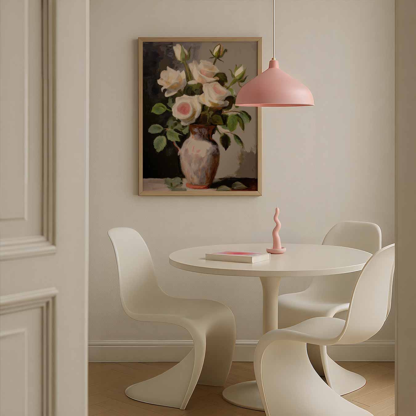 Elegante Witte Rozen in Vaas Poster