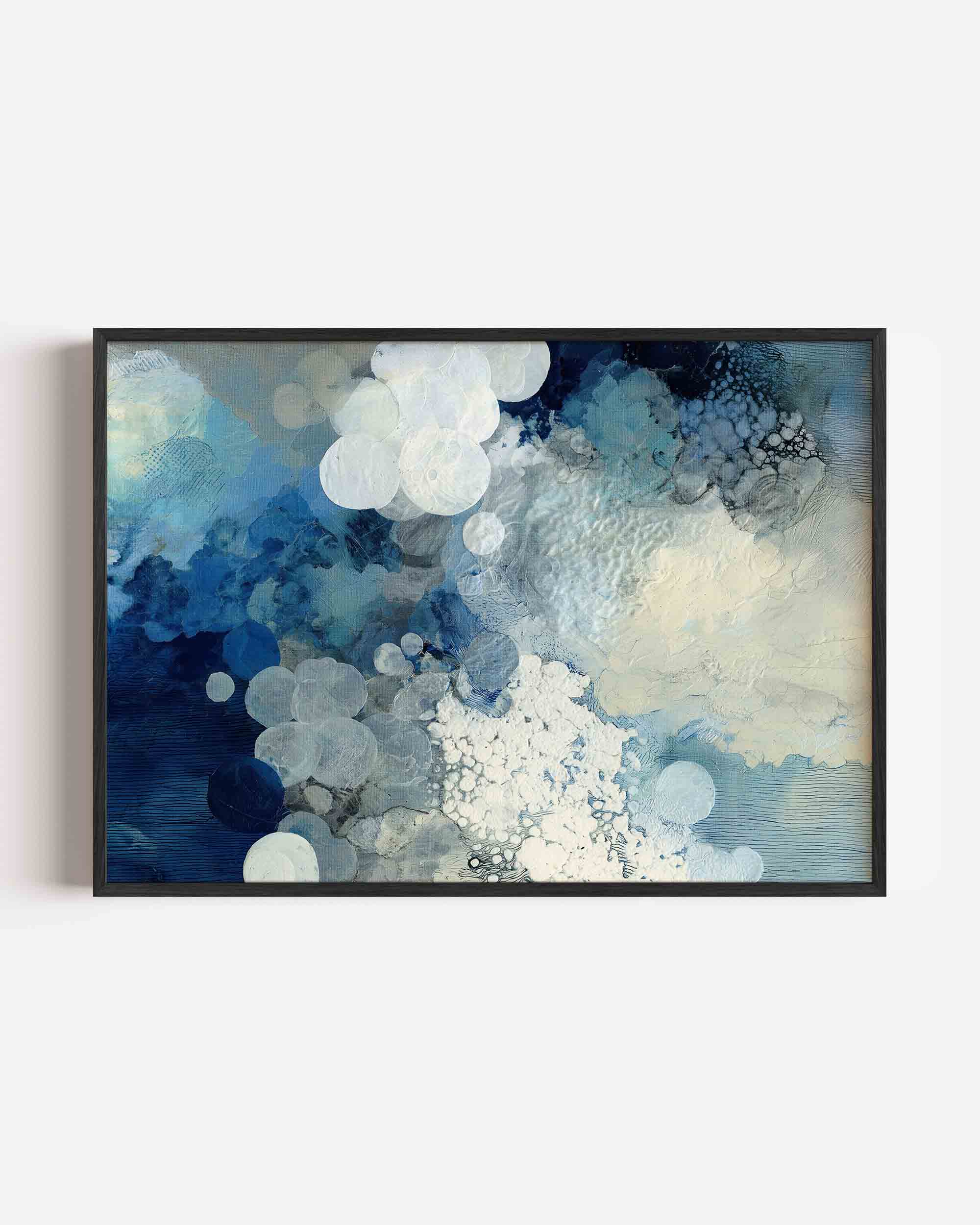 Blauwe en witte cirkels Poster
