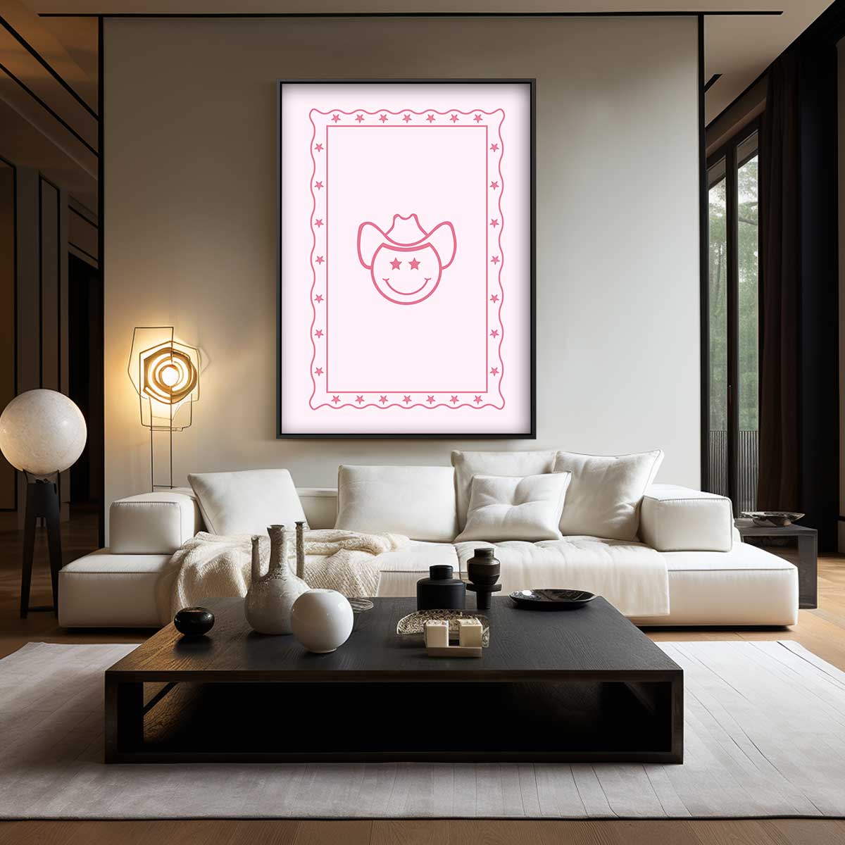 Cowboy Smiley Poster Kunstwerk-canvas-dibond-plexiglas-wanddecoratie-WallArtistic