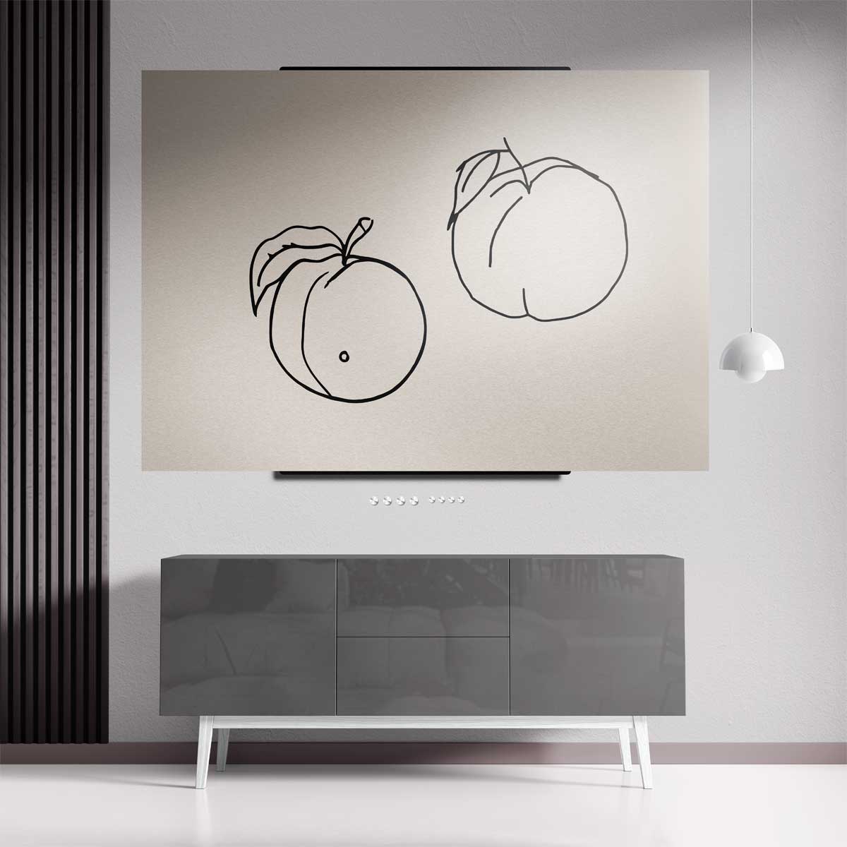 Zachte Vruchten Lijntekening Kunstwerk-canvas-dibond-plexiglas-wanddecoratie-WallArtistic