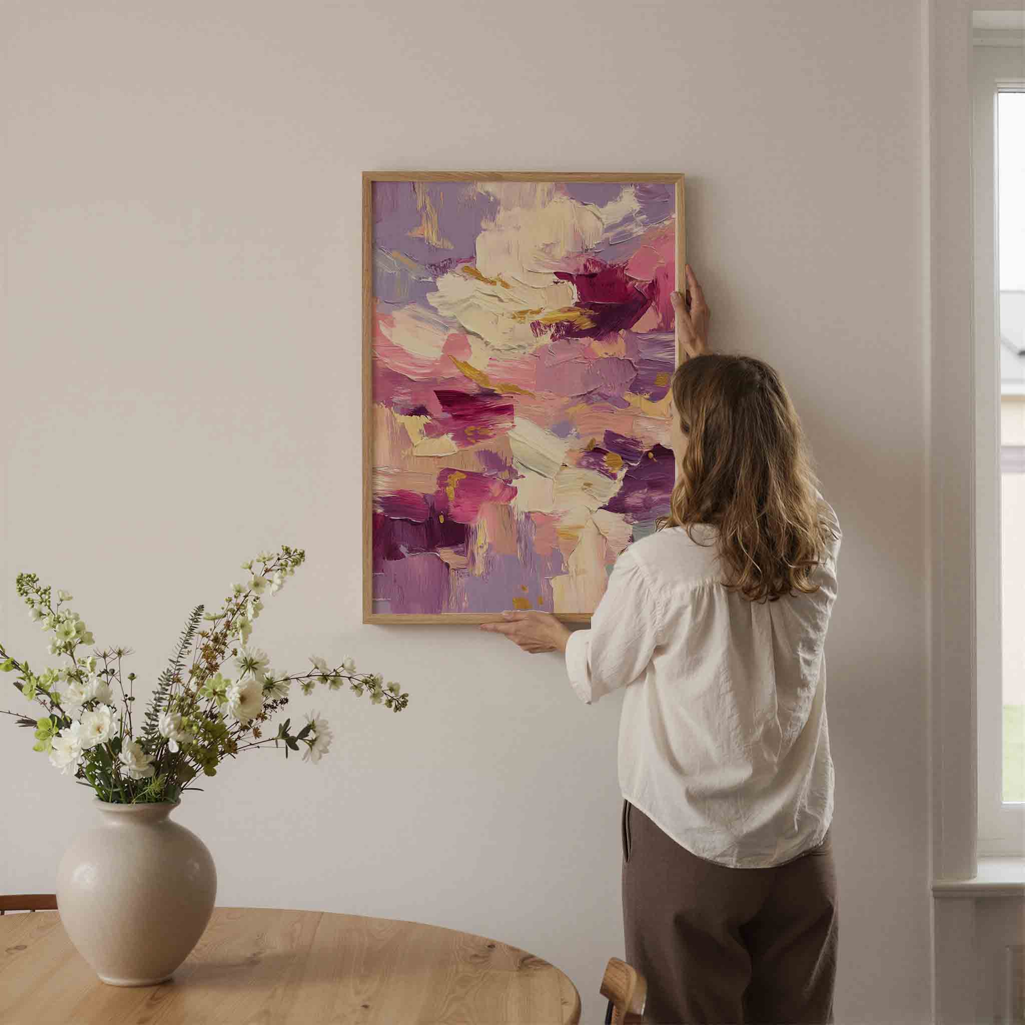Abstracte paarse en roze Poster