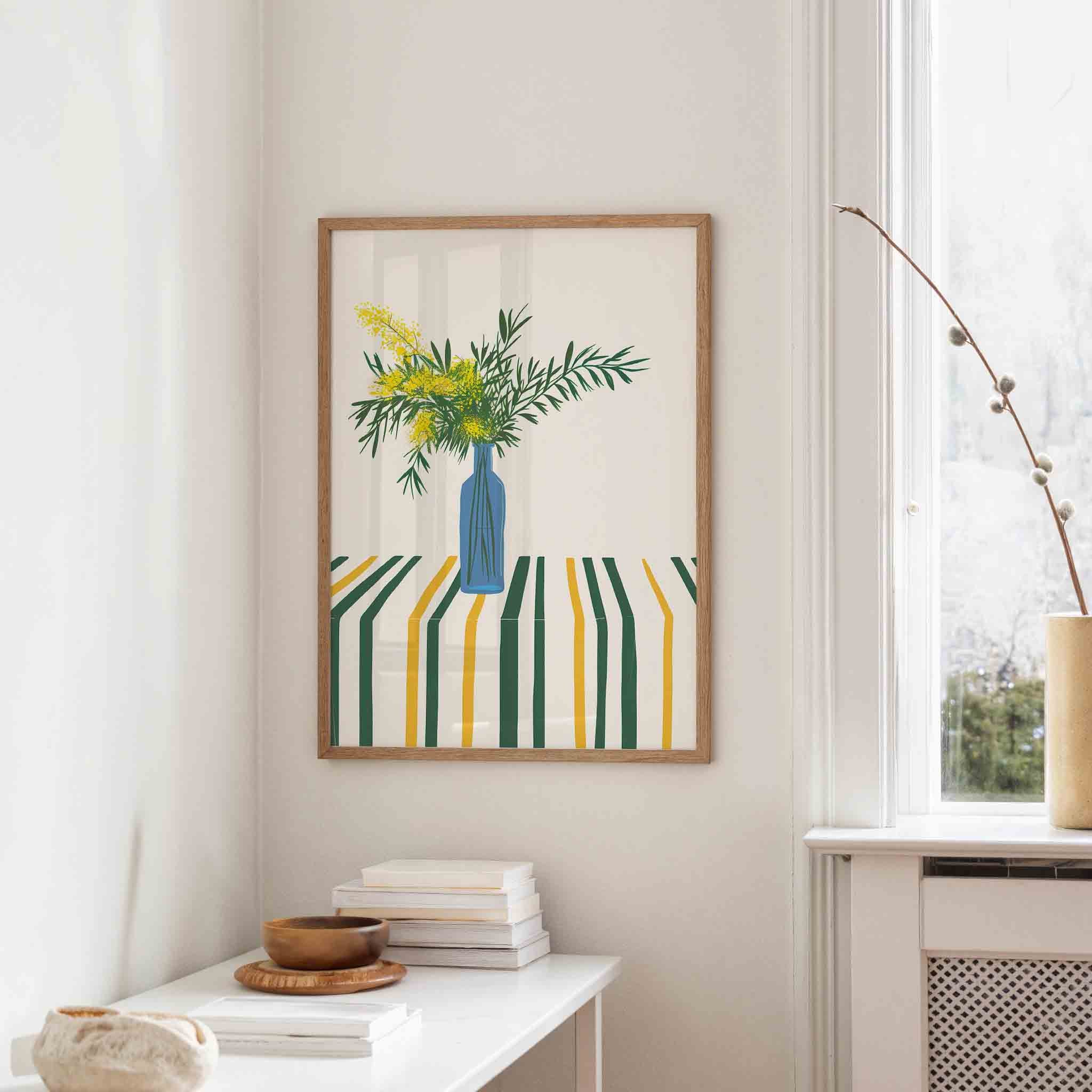Bloemen in blauwe vaas Poster