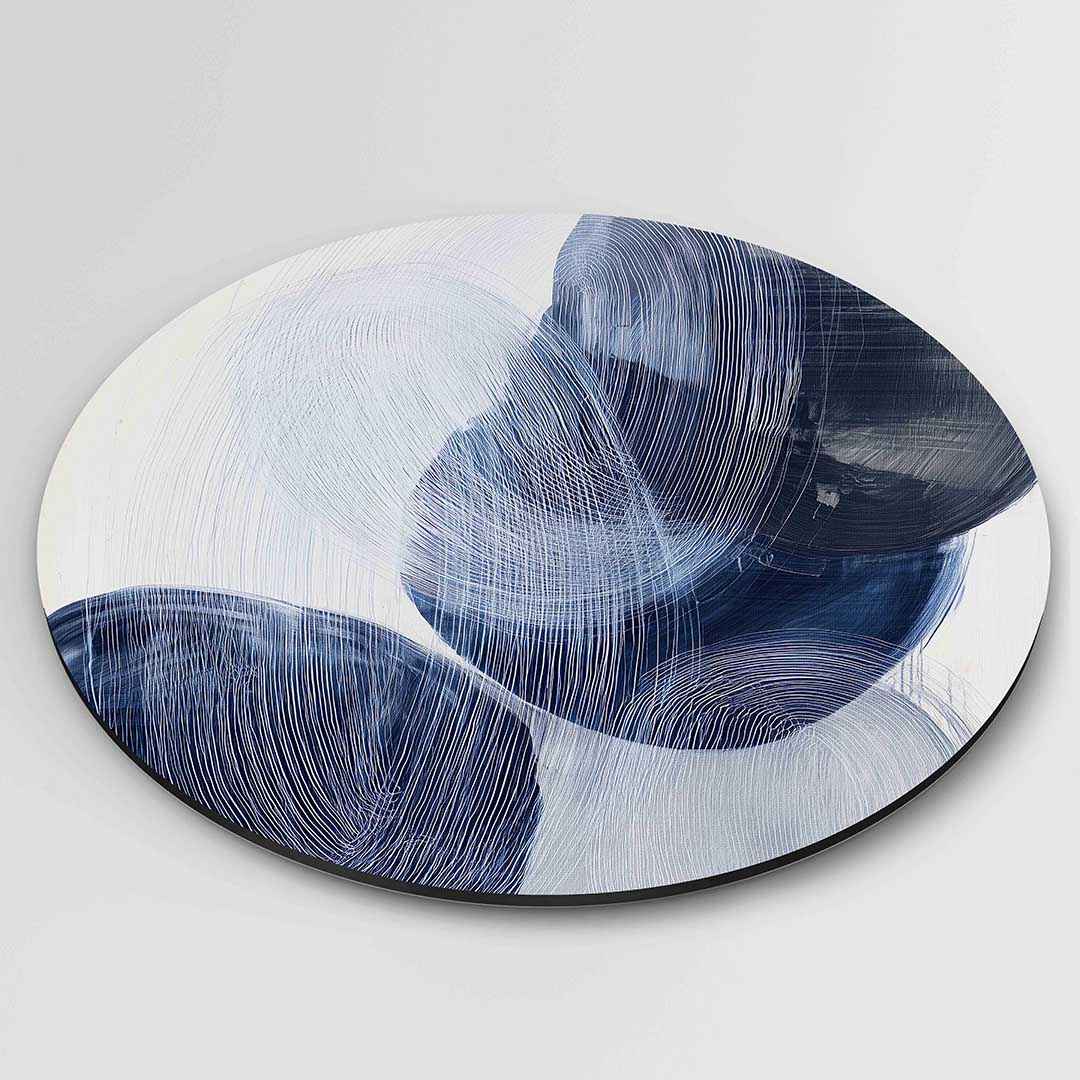 Abstracte blauwe vormen Muurcirkel