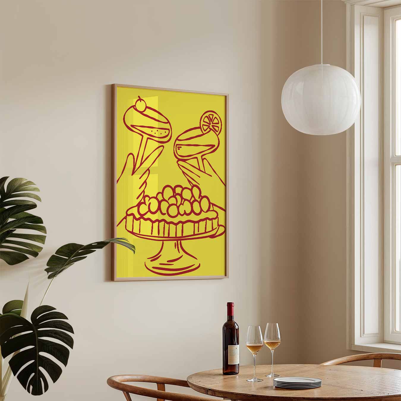 Feestelijke Cocktail & Taart Illustratie Poster