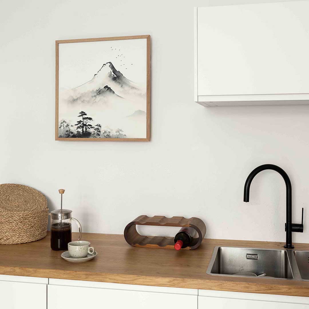 Berglandschap met mist Poster
