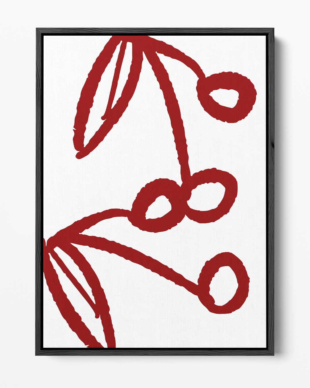 Speelse Kersenlijntekening Kunstwerk-canvas-dibond-plexiglas-wanddecoratie-WallArtistic