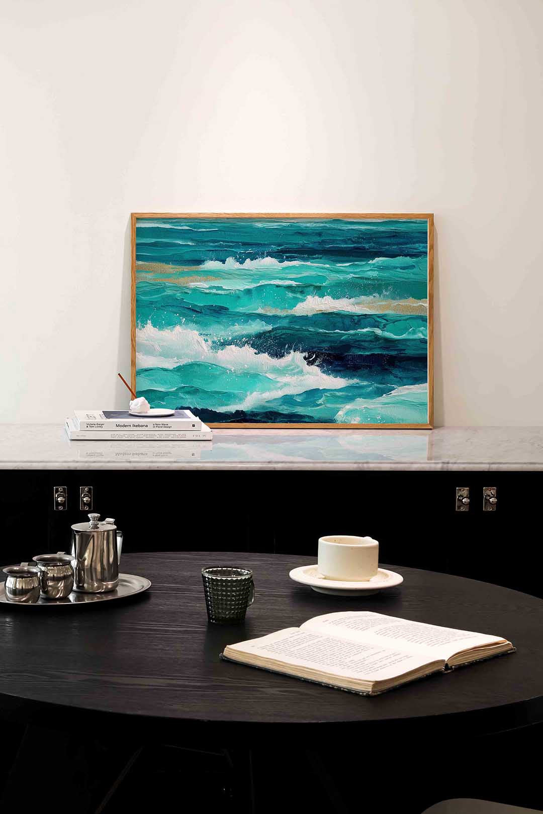 Golven in blauw Poster