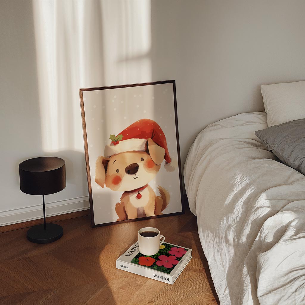 Schattige Kerst Puppy Poster