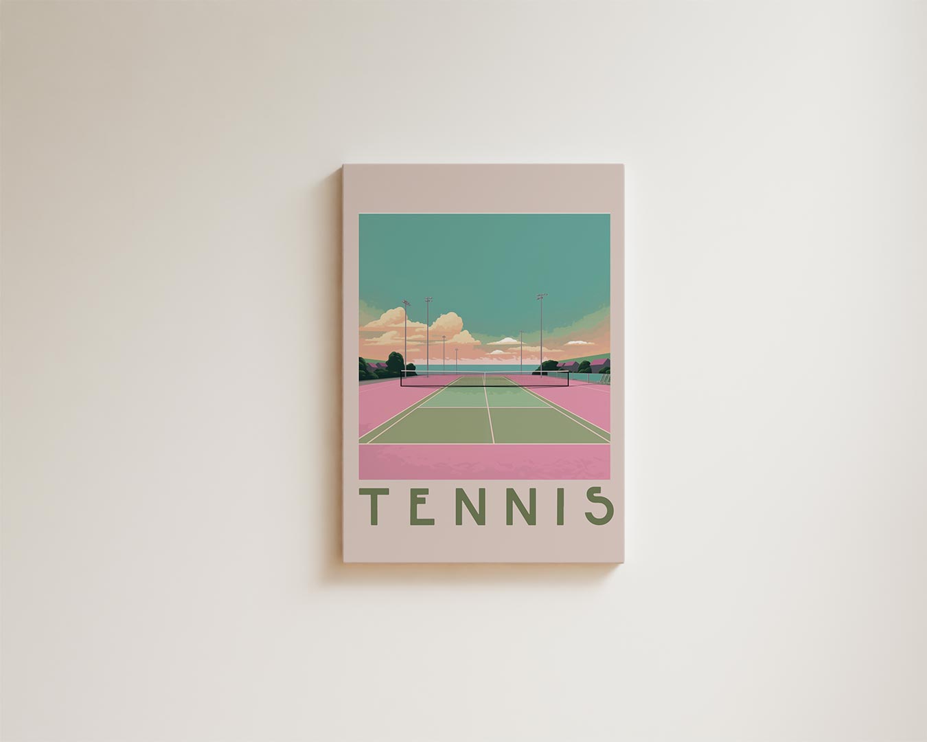 Kleurrijke Tennisbaan Zonsondergang Kunstwerk-canvas-dibond-plexiglas-wanddecoratie-WallArtistic