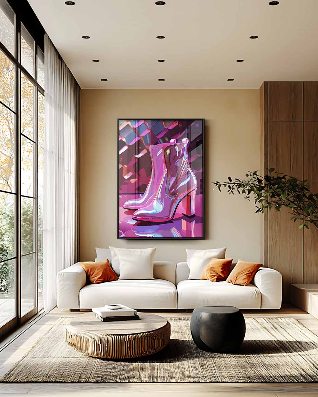 Lichteffecten Glanzende Laarzen Kunstwerk-canvas-dibond-plexiglas-wanddecoratie-WallArtistic