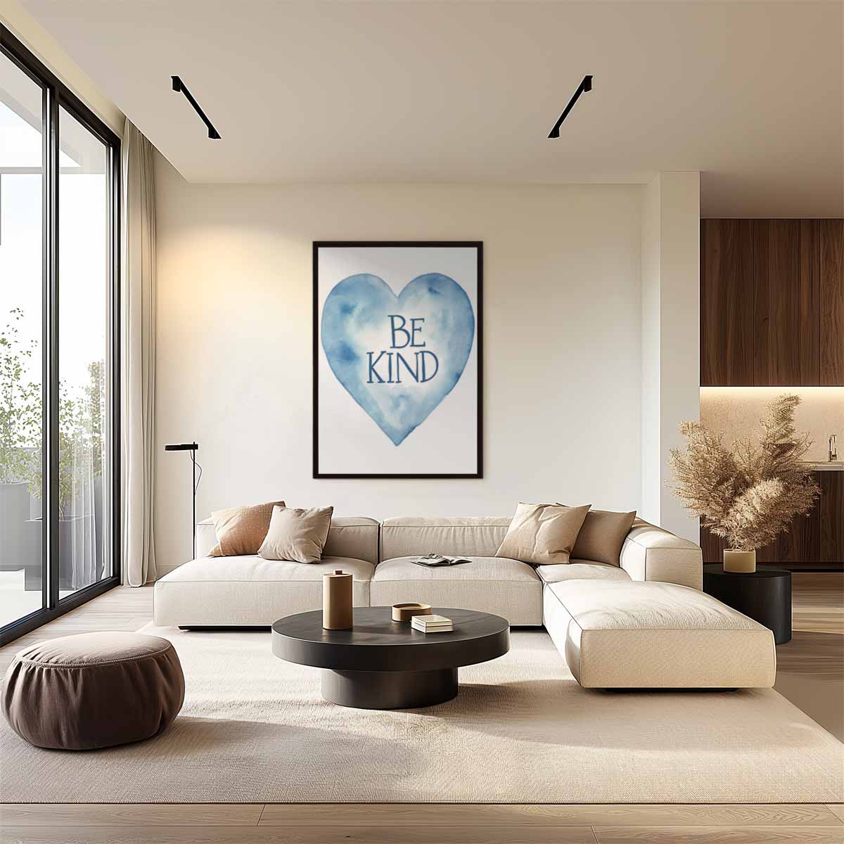 Waterverf Hart met Motivatie Kunstwerk-canvas-dibond-plexiglas-wanddecoratie-WallArtistic
