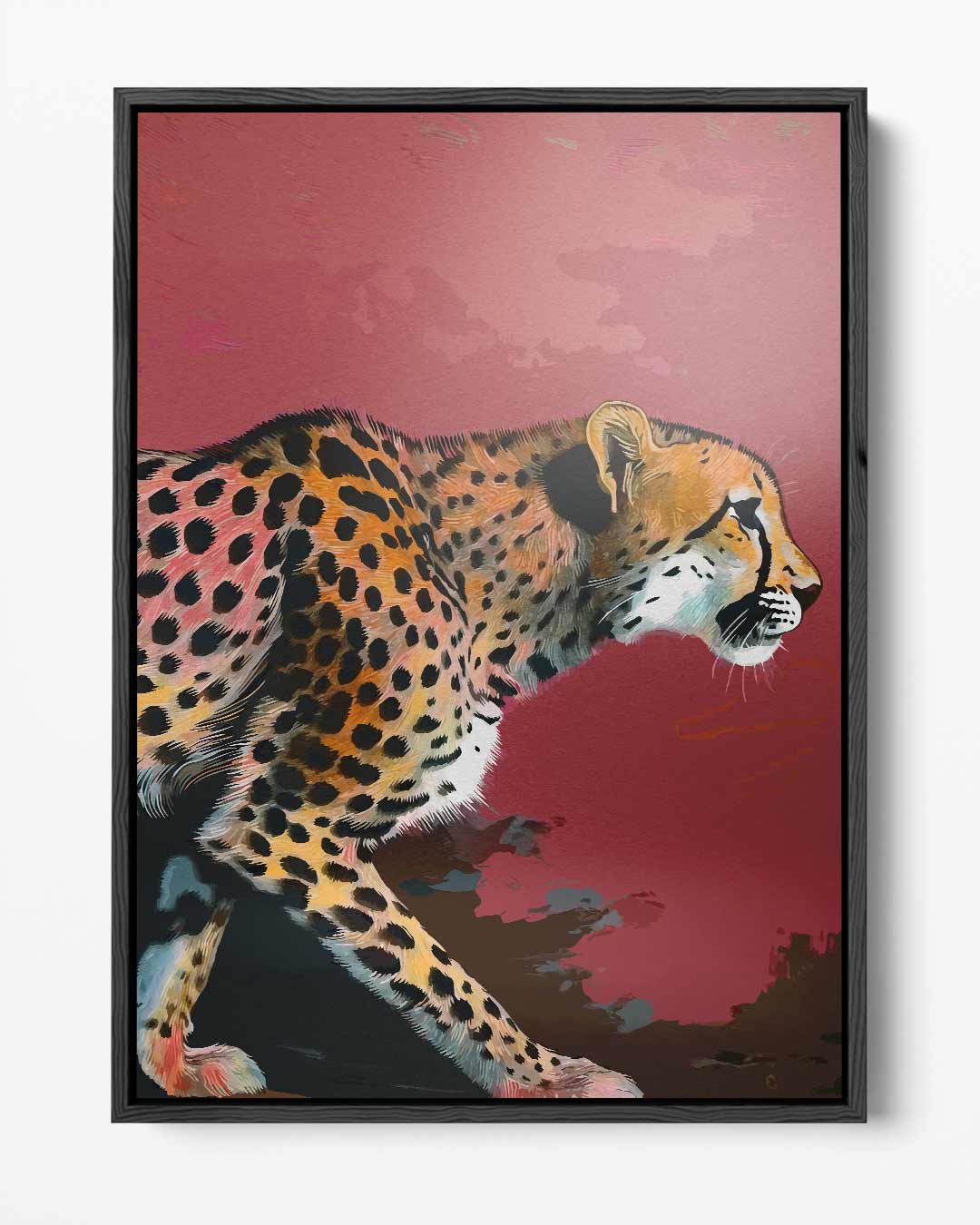 Sierlijke Jachtluipaard in Beweging Kunstwerk-canvas-dibond-plexiglas-wanddecoratie-WallArtistic