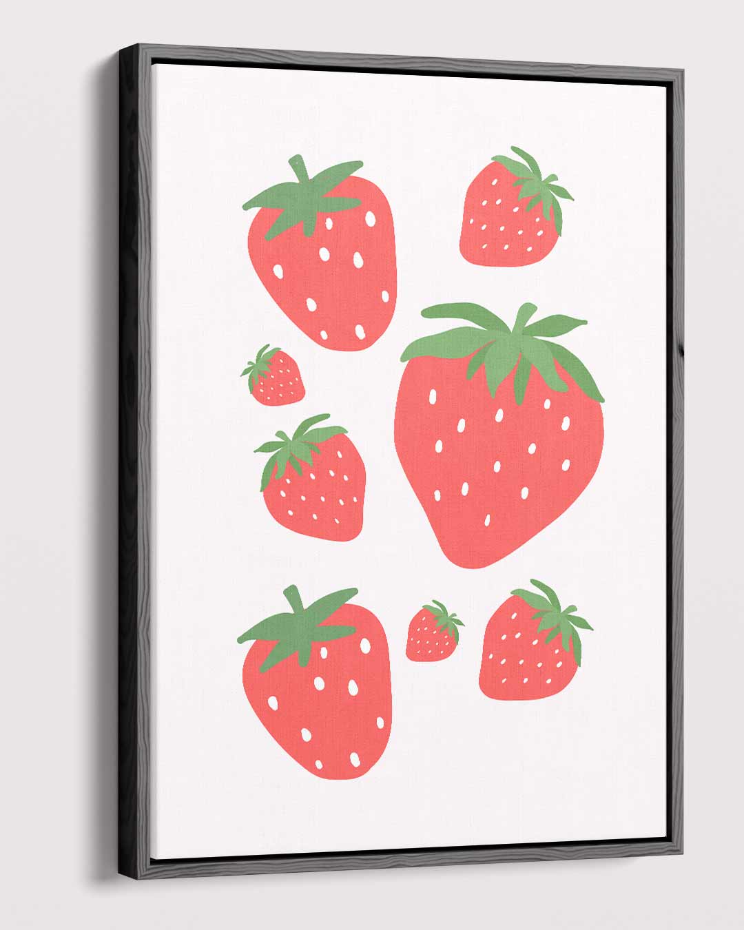 Speelse Aardbeien Illustratie Kunstwerk-canvas-dibond-plexiglas-wanddecoratie-WallArtistic