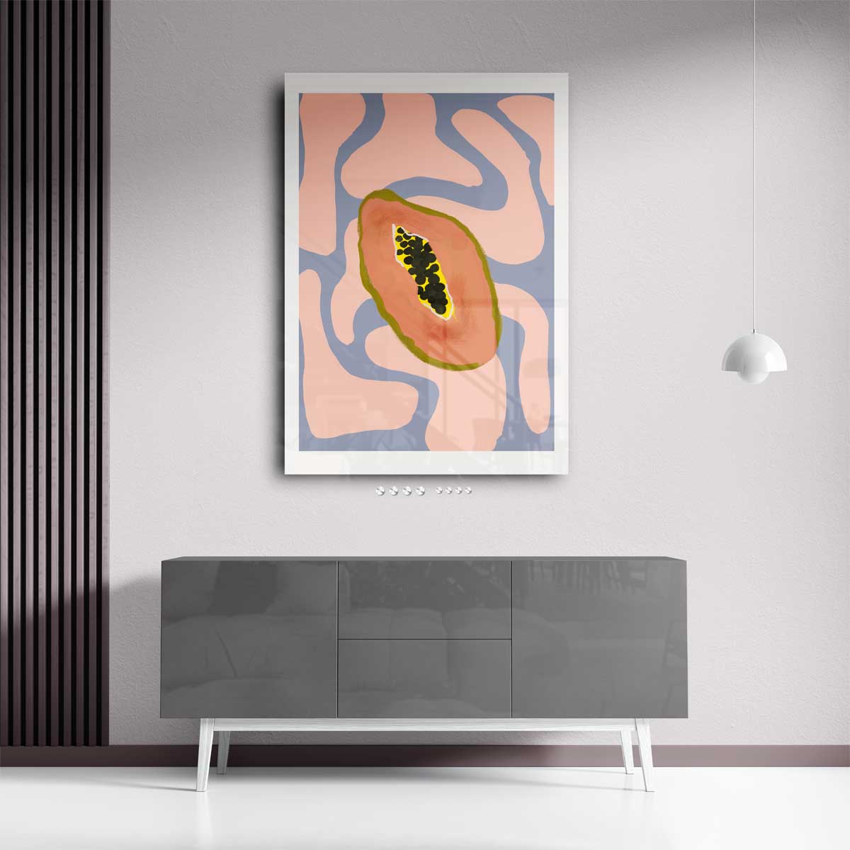 Kleurrijke Papaya Droom Kunstwerk-canvas-dibond-plexiglas-wanddecoratie-WallArtistic
