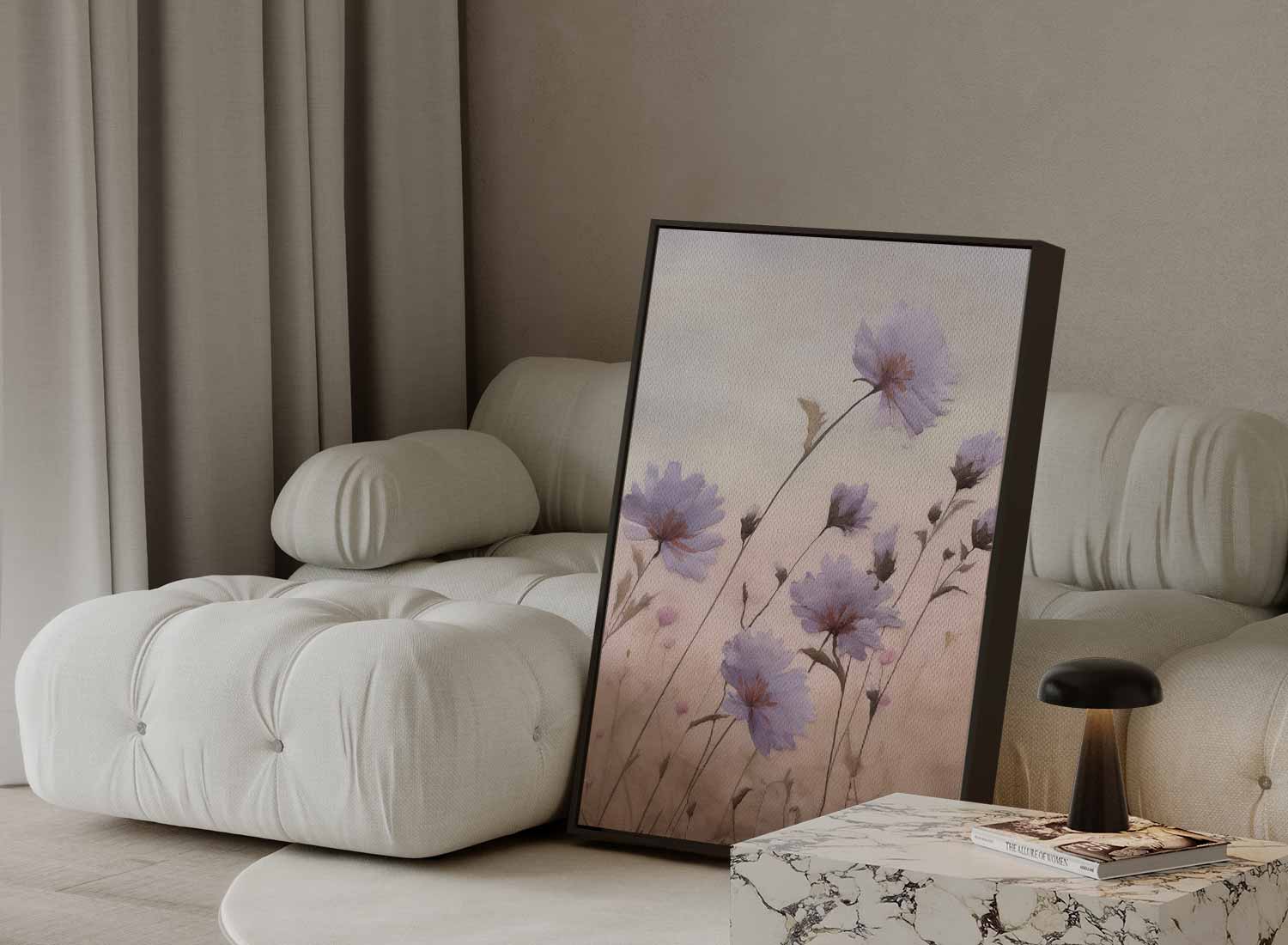 Zacht Lila Bloemenveld Kunstwerk-canvas-dibond-plexiglas-wanddecoratie-WallArtistic
