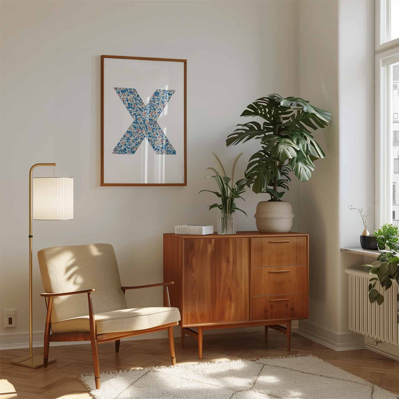 Bloemenletterposter X Poster