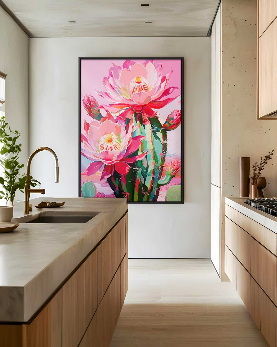Bloeiende Cactus Pracht Kunstwerk-canvas-dibond-plexiglas-wanddecoratie-WallArtistic