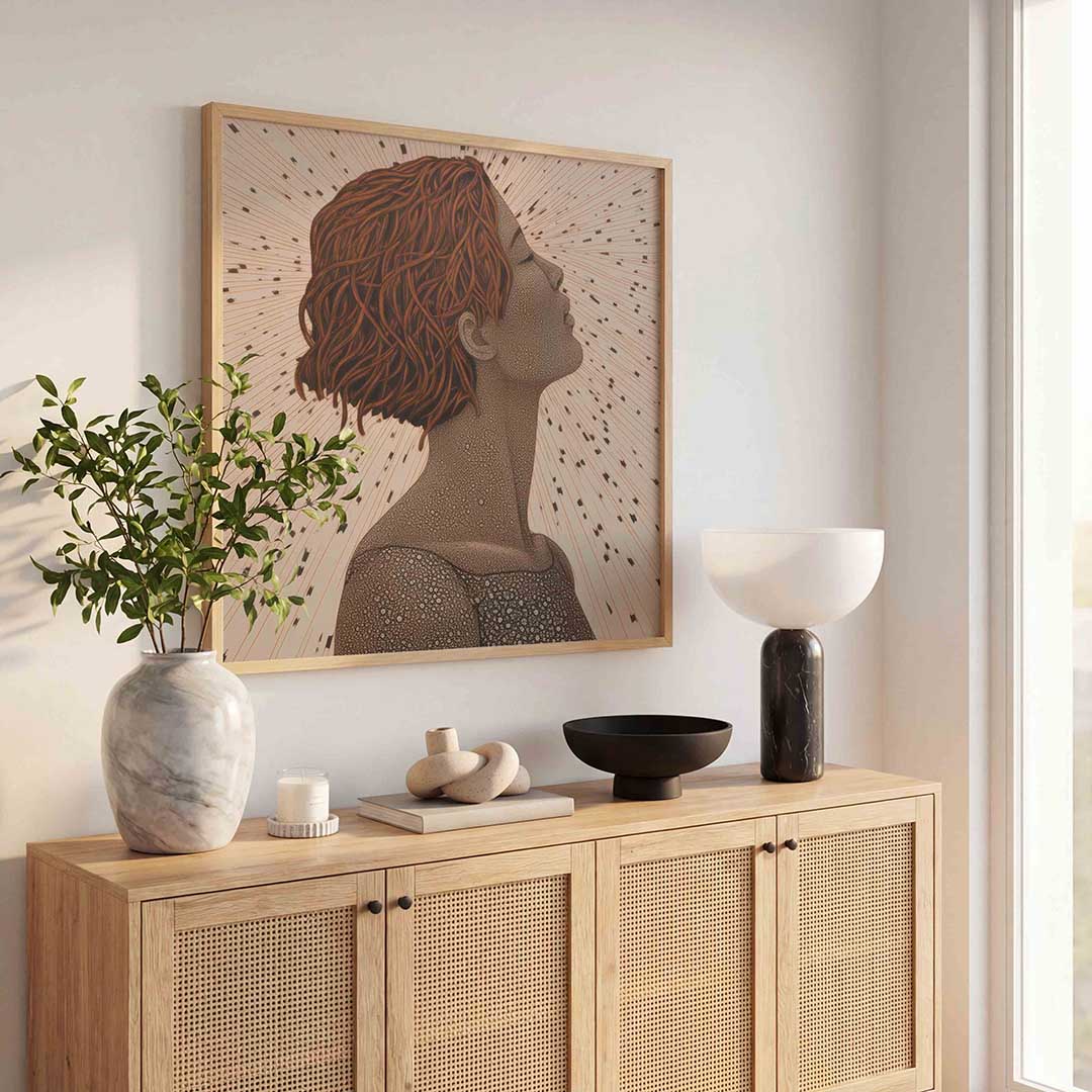 Profiel van vrouw met kort haar Poster