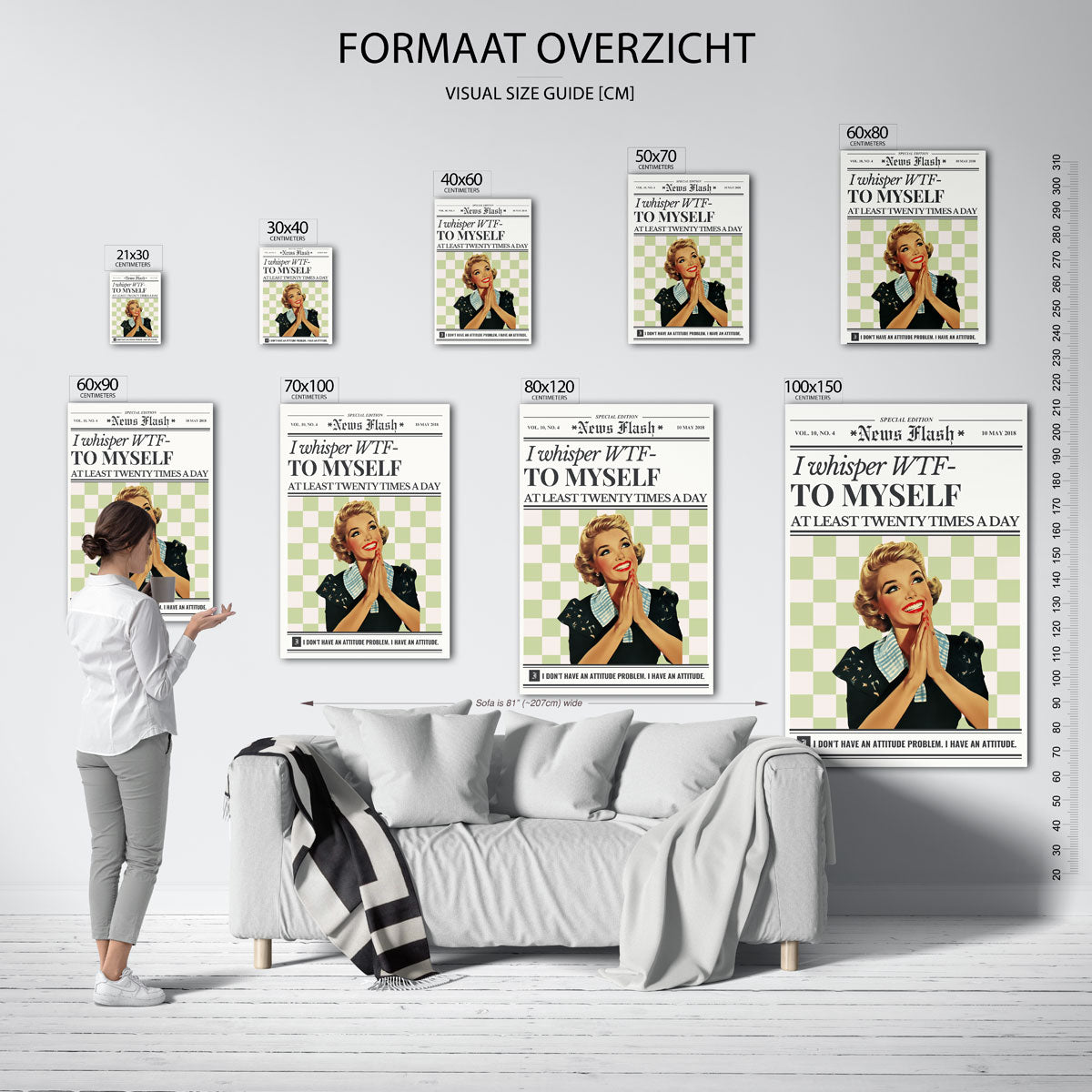 Retro vrouw met tekst Poster