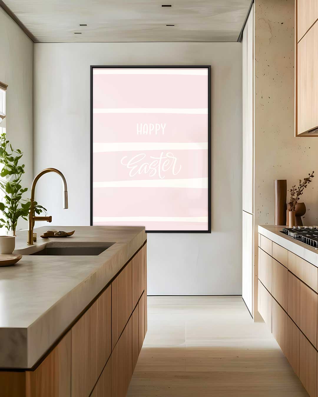Vrolijk Pasen Retro Stijl Poster Kunstwerk-canvas-dibond-plexiglas-wanddecoratie-WallArtistic