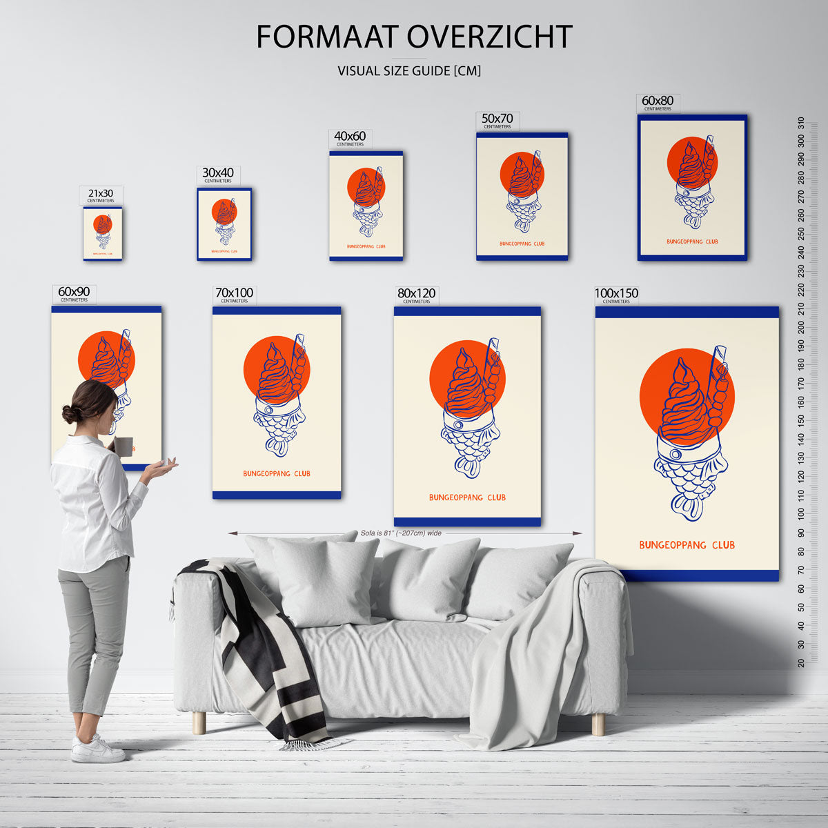 Visvormige ijstraktatie Poster