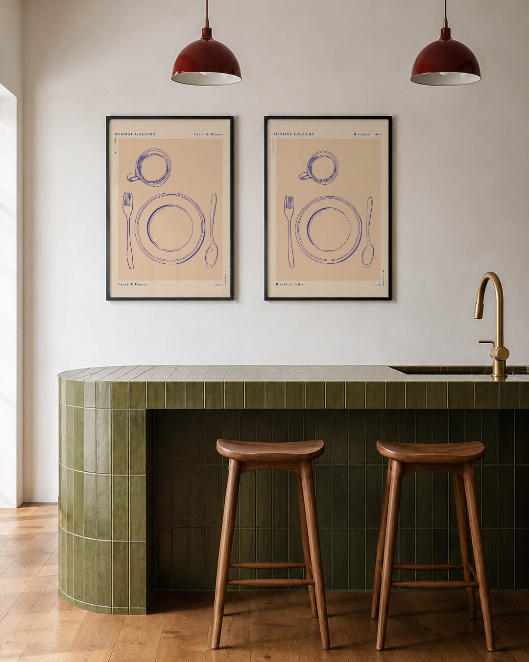 Eettafel lijnenspel Posterset