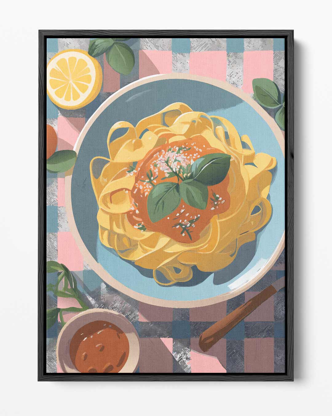 Heerlijke Pasta Illustratie Kunstwerk-canvas-dibond-plexiglas-wanddecoratie-WallArtistic