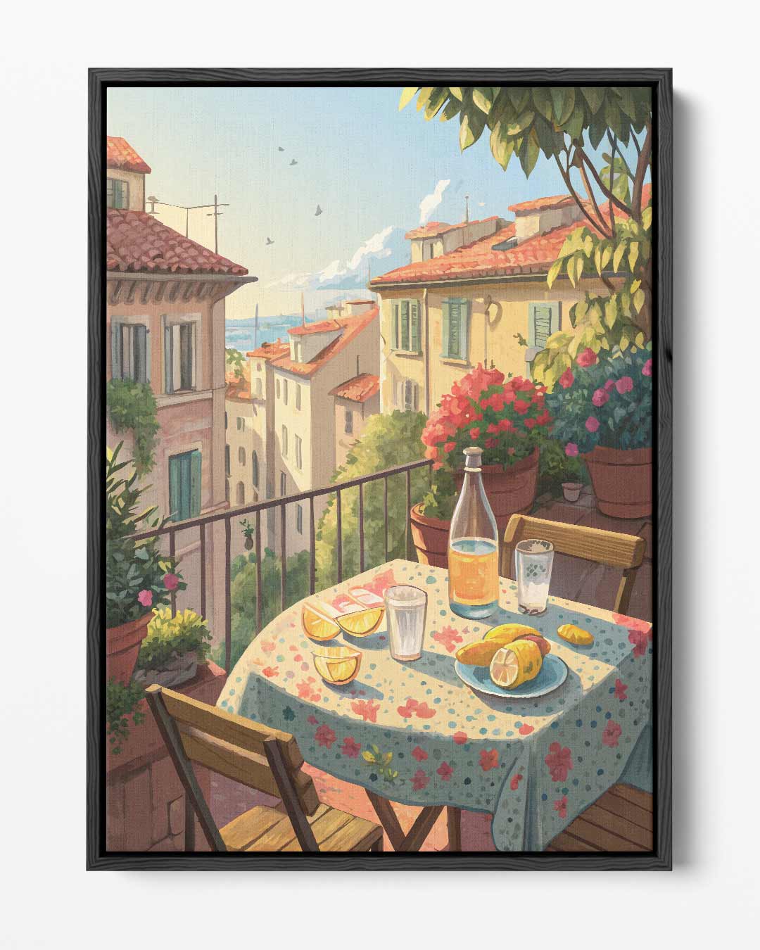 Italiaanse Zomerochtend op een Balkon Kunstwerk-canvas-dibond-plexiglas-wanddecoratie-WallArtistic
