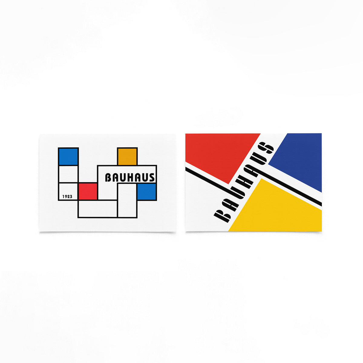 Twee landscape posters met kleurvlakken en zwarte lijnen als vrijstaande productfoto