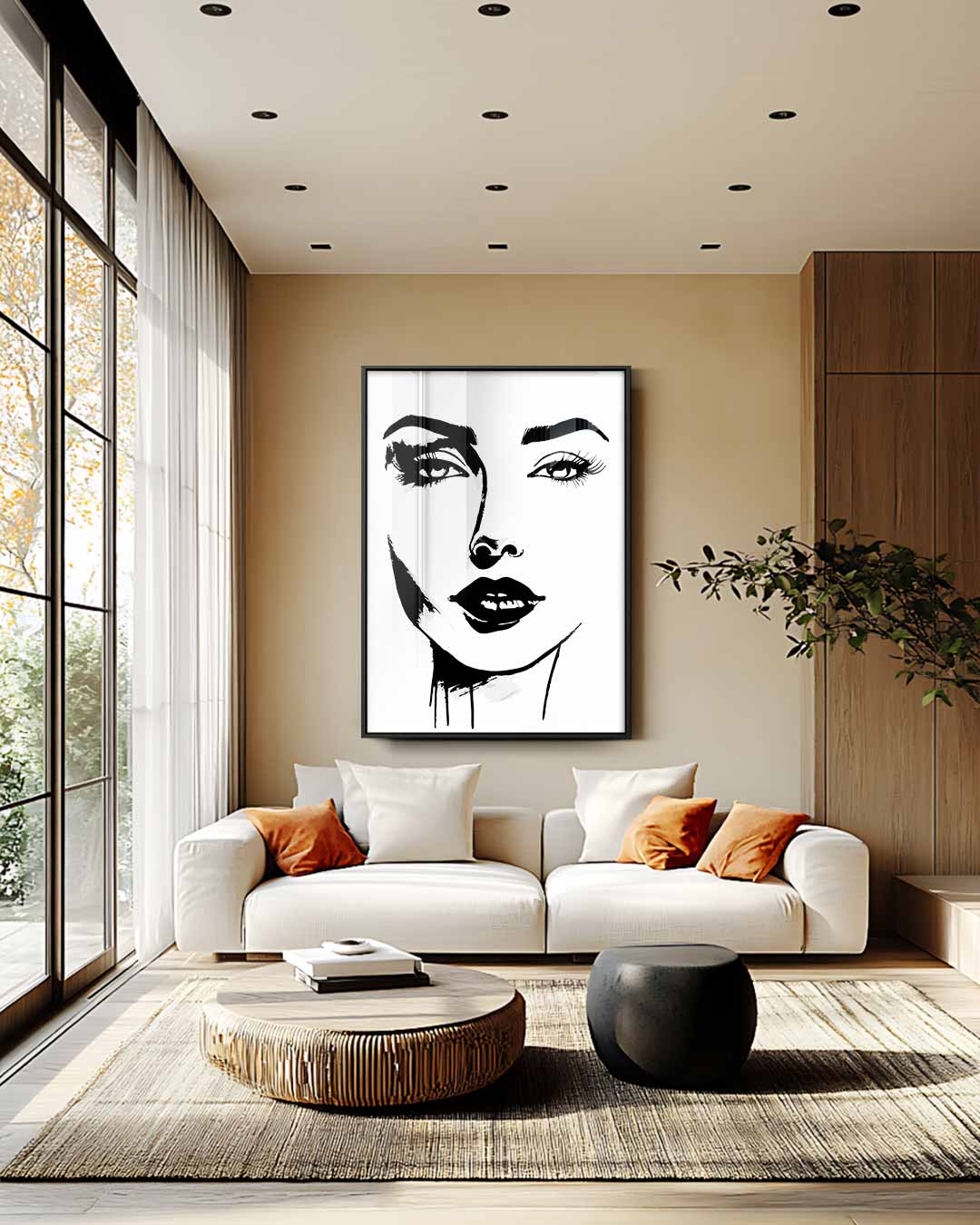 Minimalistisch Portret in Zwart-Wit Kunstwerk-canvas-dibond-plexiglas-wanddecoratie-WallArtistic