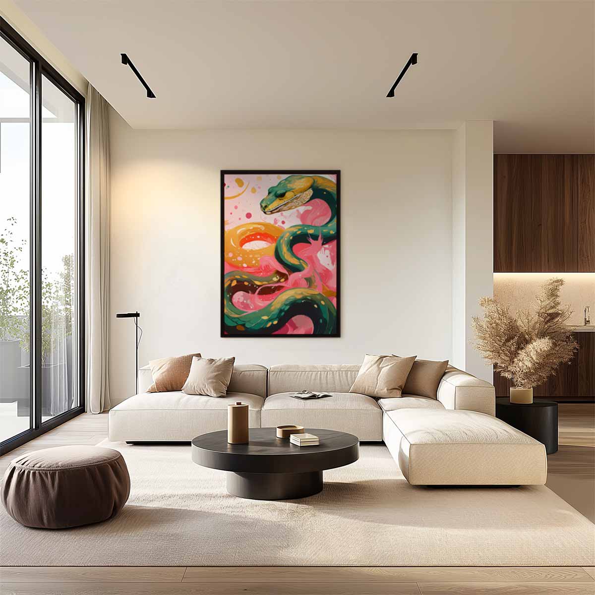 Kleurrijke Slangenpracht Kunstwerk-canvas-dibond-plexiglas-wanddecoratie-WallArtistic
