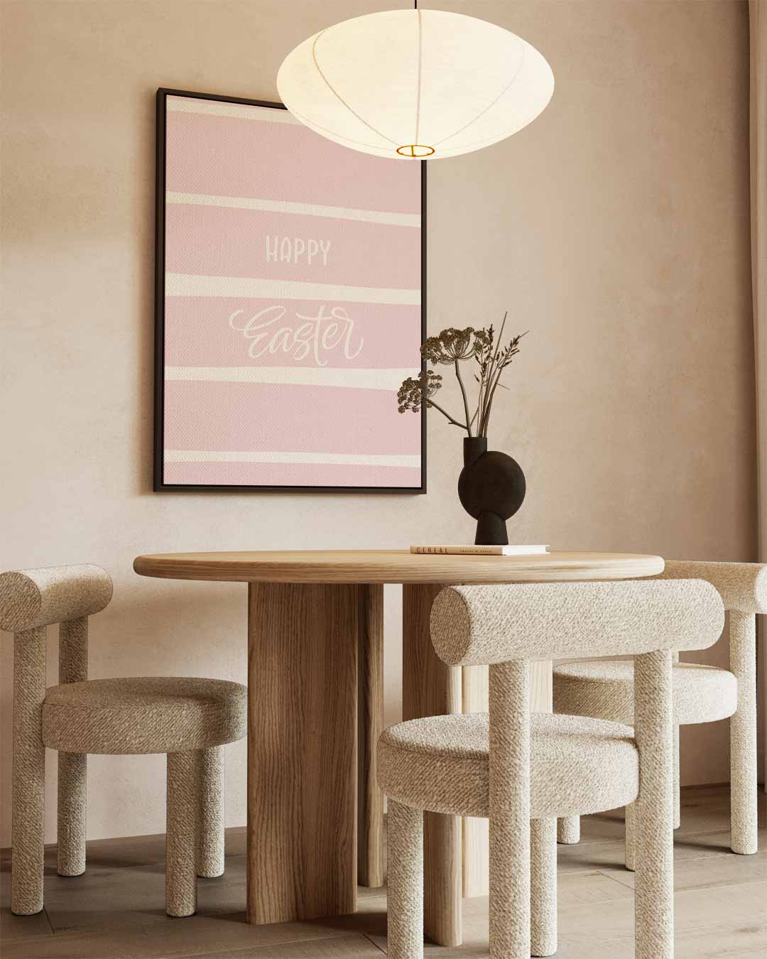 Vrolijk Pasen Retro Stijl Poster Kunstwerk-canvas-dibond-plexiglas-wanddecoratie-WallArtistic