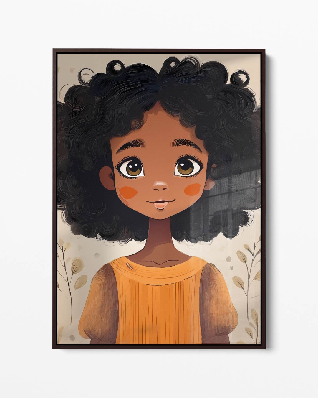 Schattig Meisje met Krullend Haar Kunstwerk-canvas-dibond-plexiglas-wanddecoratie-WallArtistic