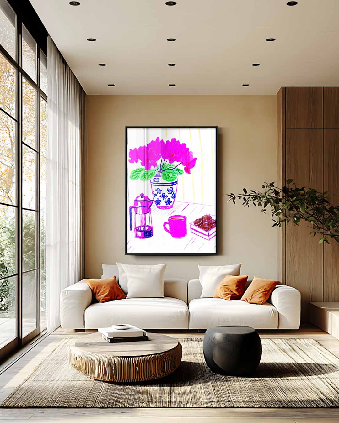 Kleurrijk Ontbijt Tafereel Kunstwerk-canvas-dibond-plexiglas-wanddecoratie-WallArtistic