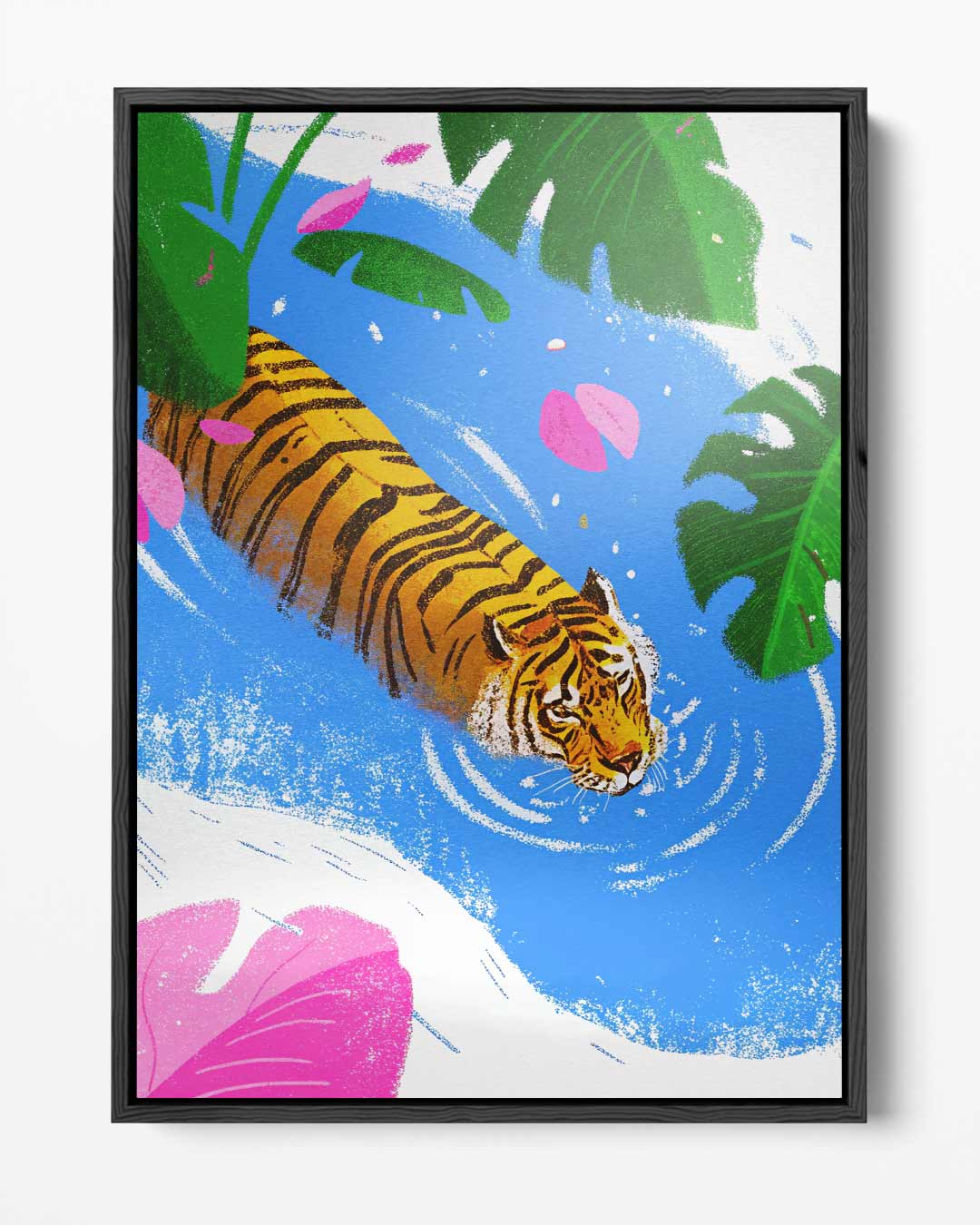 Zwemmende Tijger in Tropisch Water Kunstwerk-canvas-dibond-plexiglas-wanddecoratie-WallArtistic