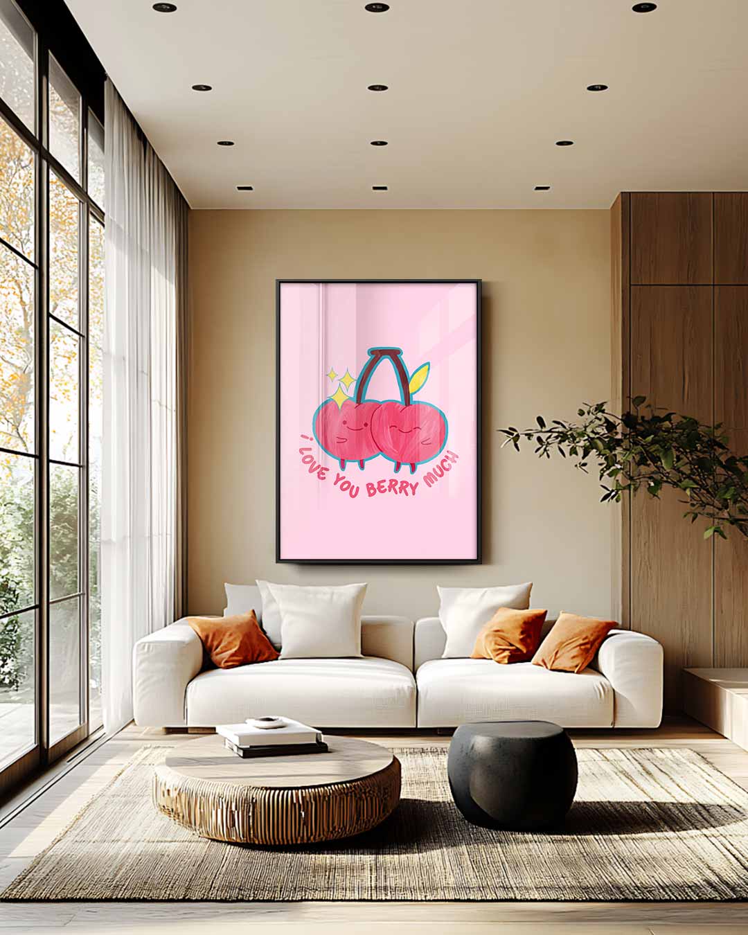 Liefdevolle Kersen Illustratie Kunstwerk-canvas-dibond-plexiglas-wanddecoratie-WallArtistic