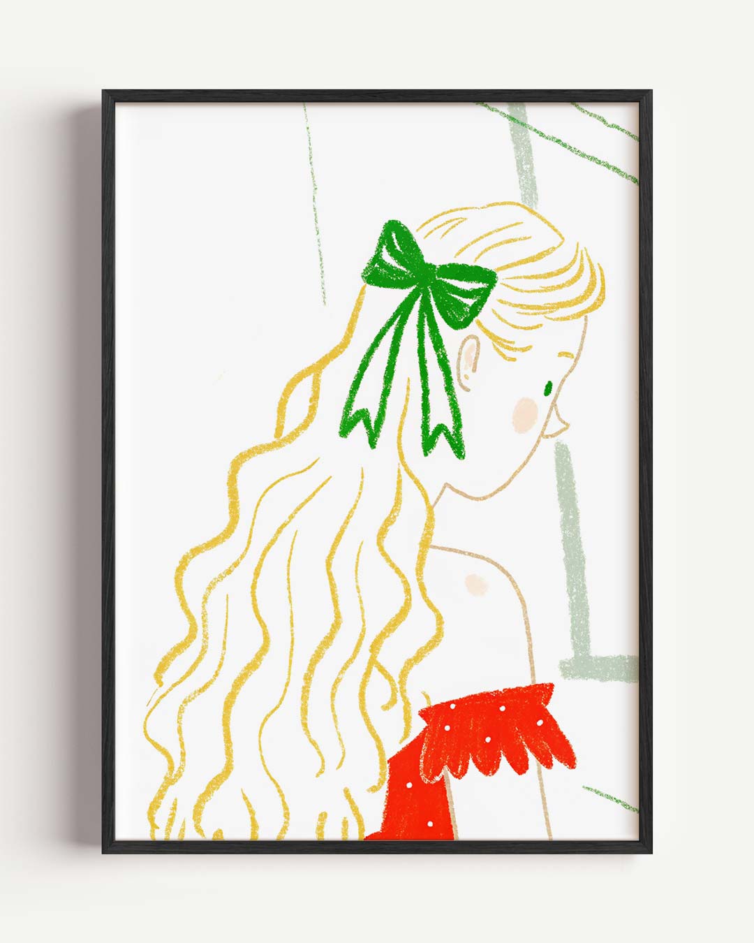 Dromerige Illustratie Van Meisje Met Strik Poster