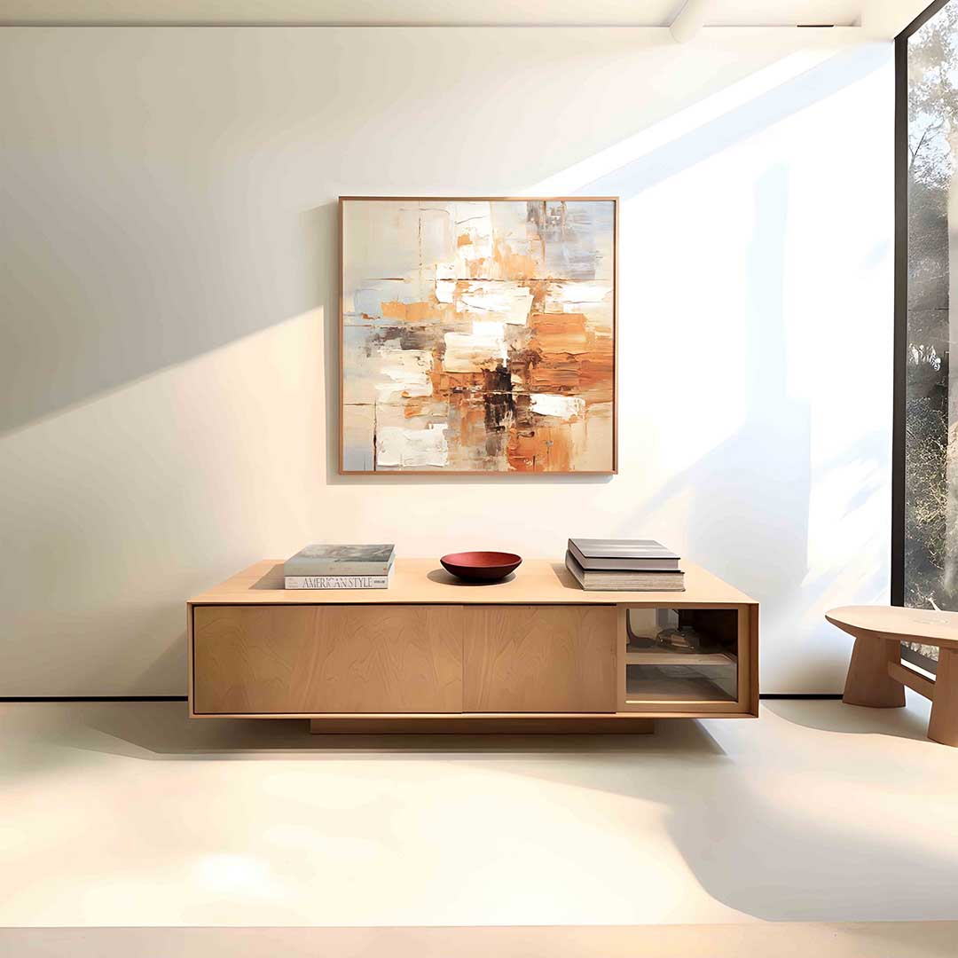Abstracte beige en oranje Poster