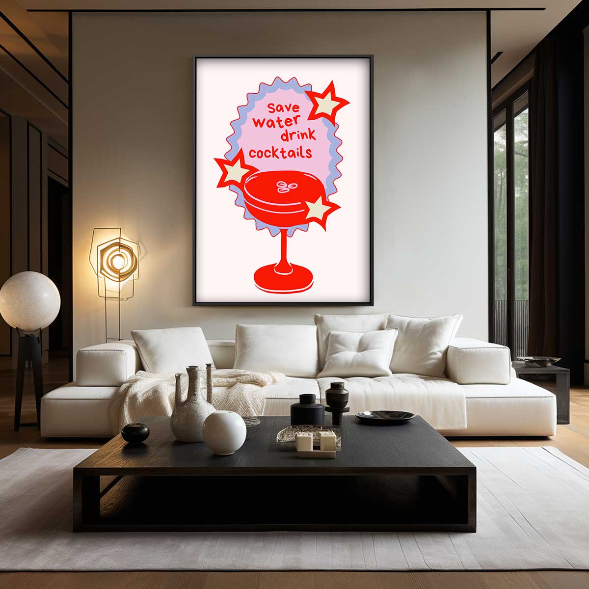 Red Cocktail Fun Poster Kunstwerk-canvas-dibond-plexiglas-wanddecoratie-WallArtistic