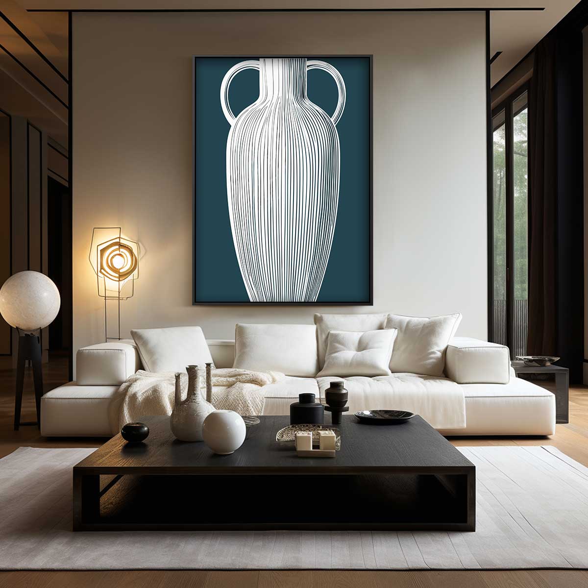 Strak Lijnenspel Vaas Kunstwerk-canvas-dibond-plexiglas-wanddecoratie-WallArtistic