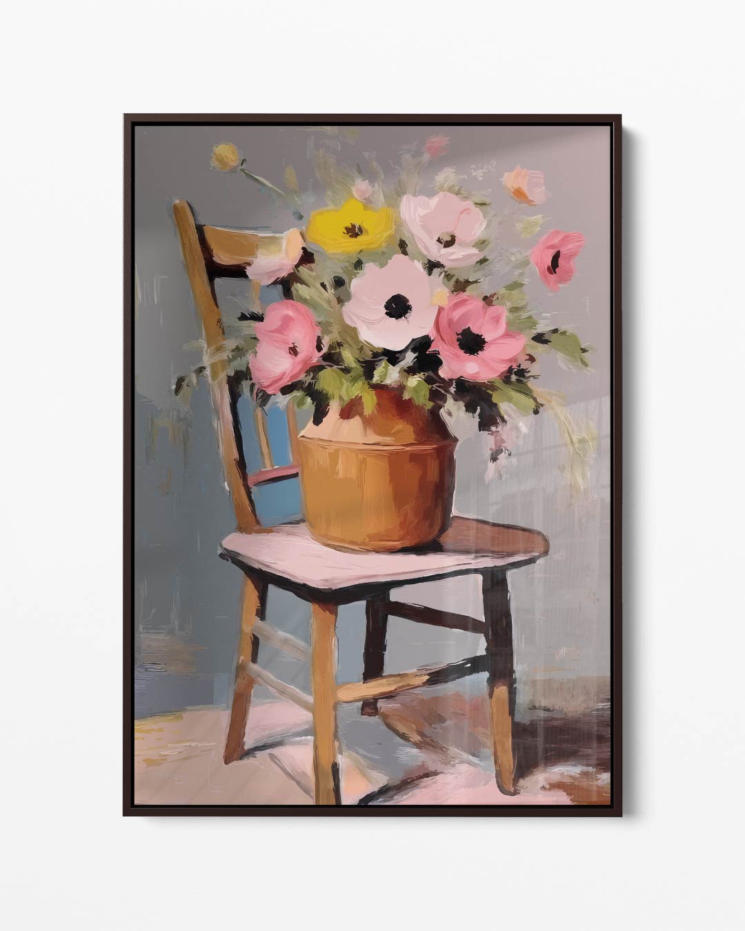 Bloemenpracht op Stoel Kunstwerk-canvas-dibond-plexiglas-wanddecoratie-WallArtistic