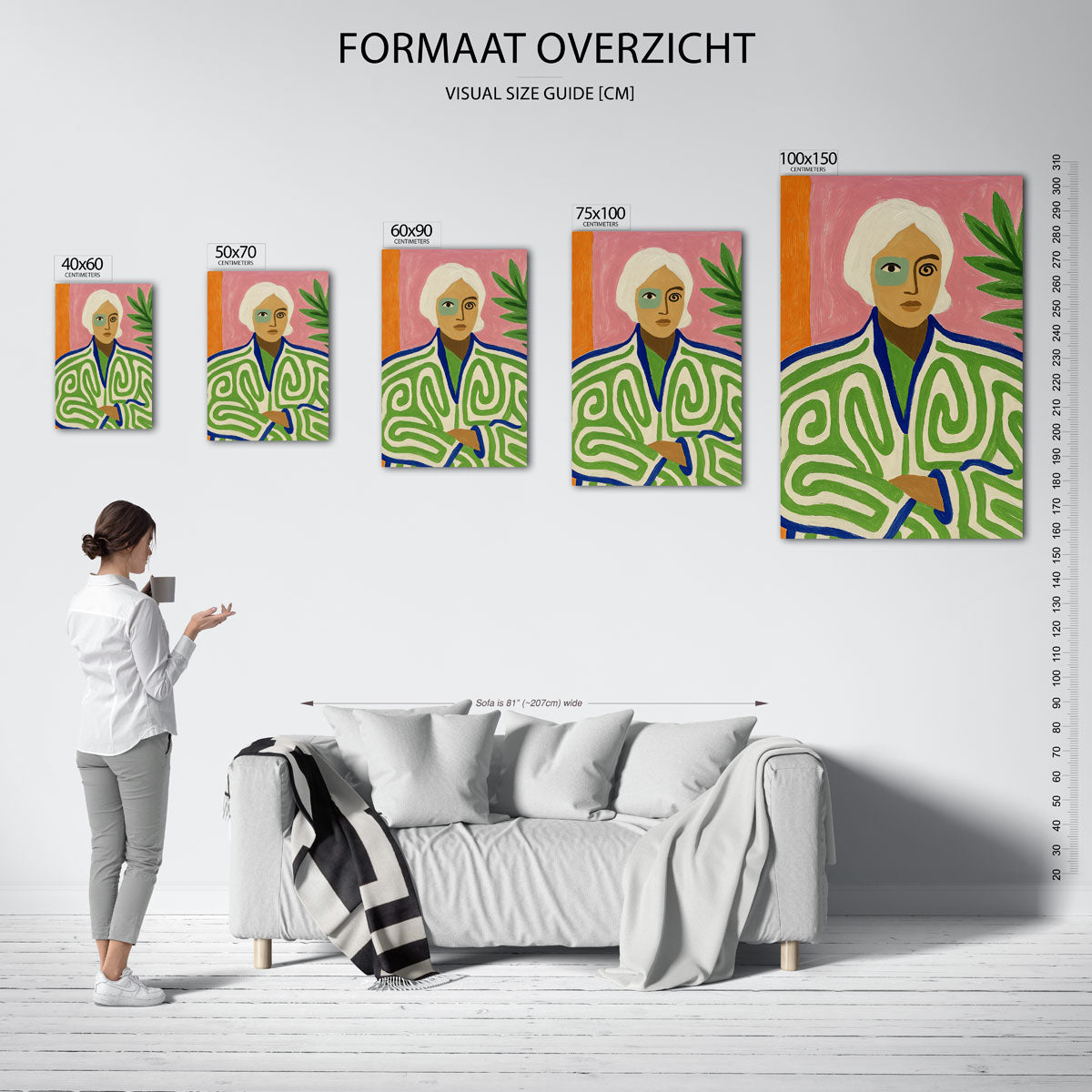Vrolijke portret compositie Kunstwerk
