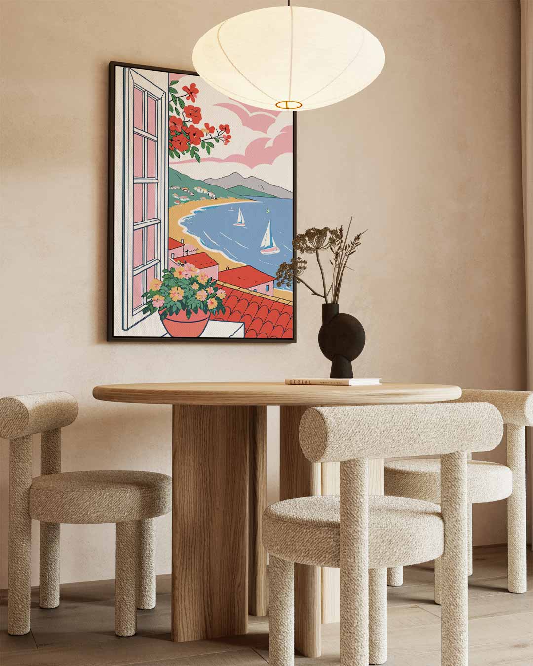 Uitzicht op een Zonnige Kust Kunstwerk-canvas-dibond-plexiglas-wanddecoratie-WallArtistic