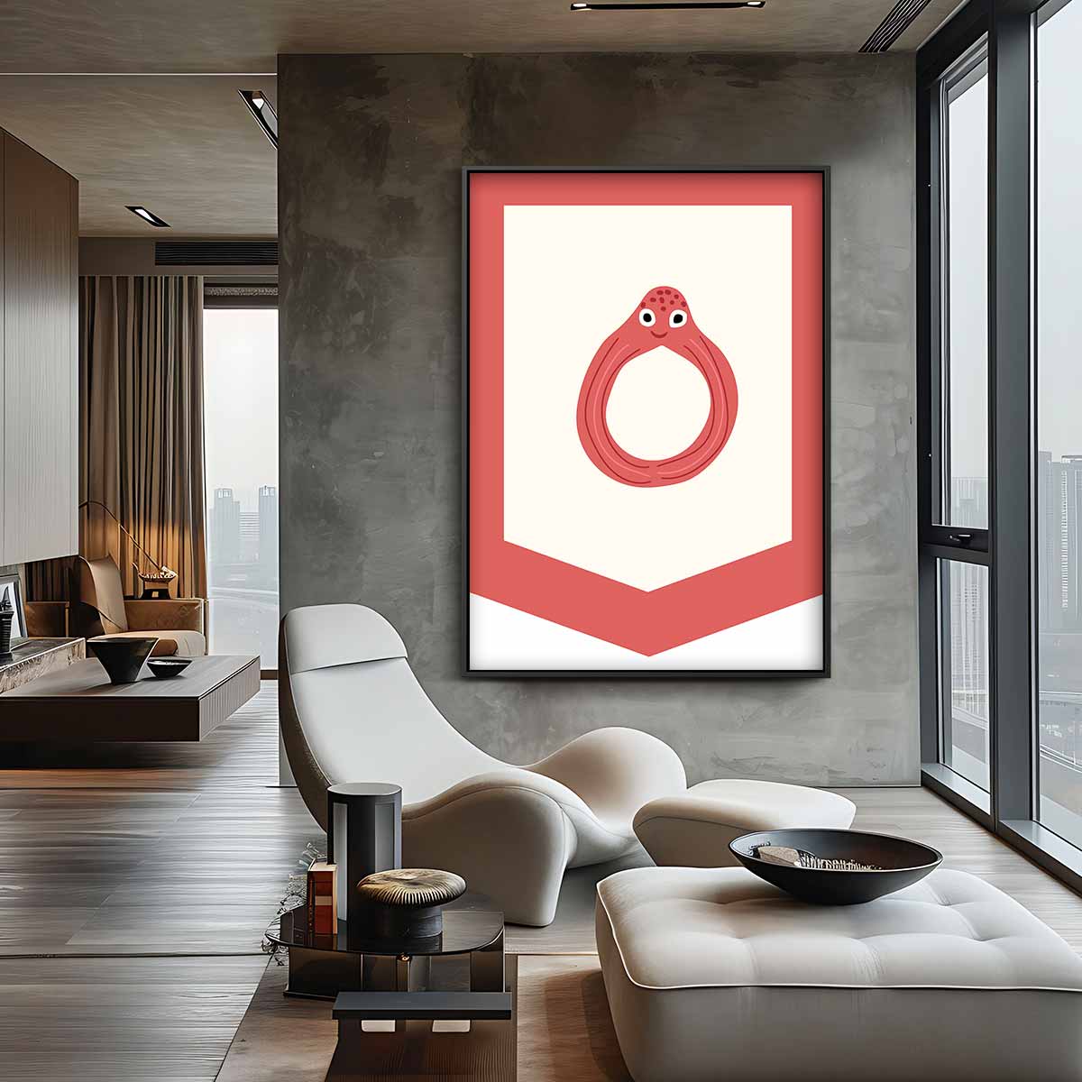 Blij Octopus Wandtapijt Kunstwerk-canvas-dibond-plexiglas-wanddecoratie-WallArtistic