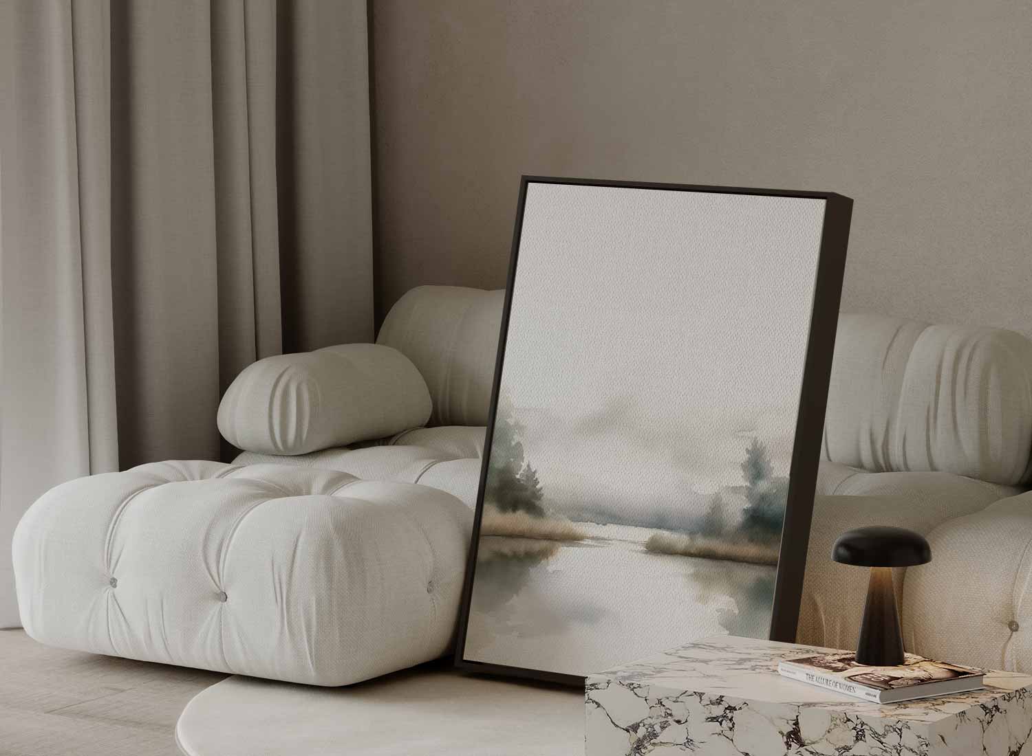 Sereen Landschap in Aquarel Kunstwerk-canvas-dibond-plexiglas-wanddecoratie-WallArtistic