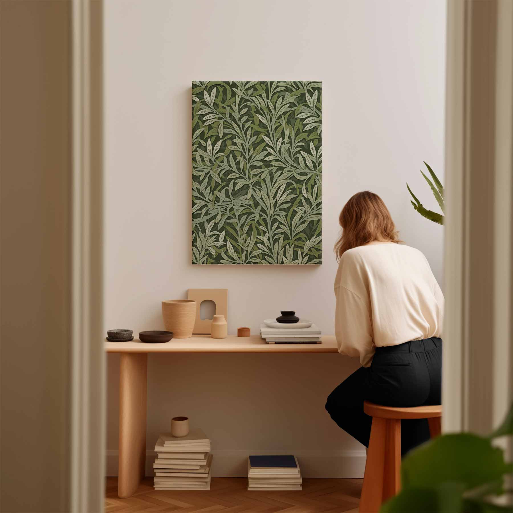 Groene Bladpatroon Wanddecoratie Kunstwerk-canvas-dibond-plexiglas-wanddecoratie-WallArtistic