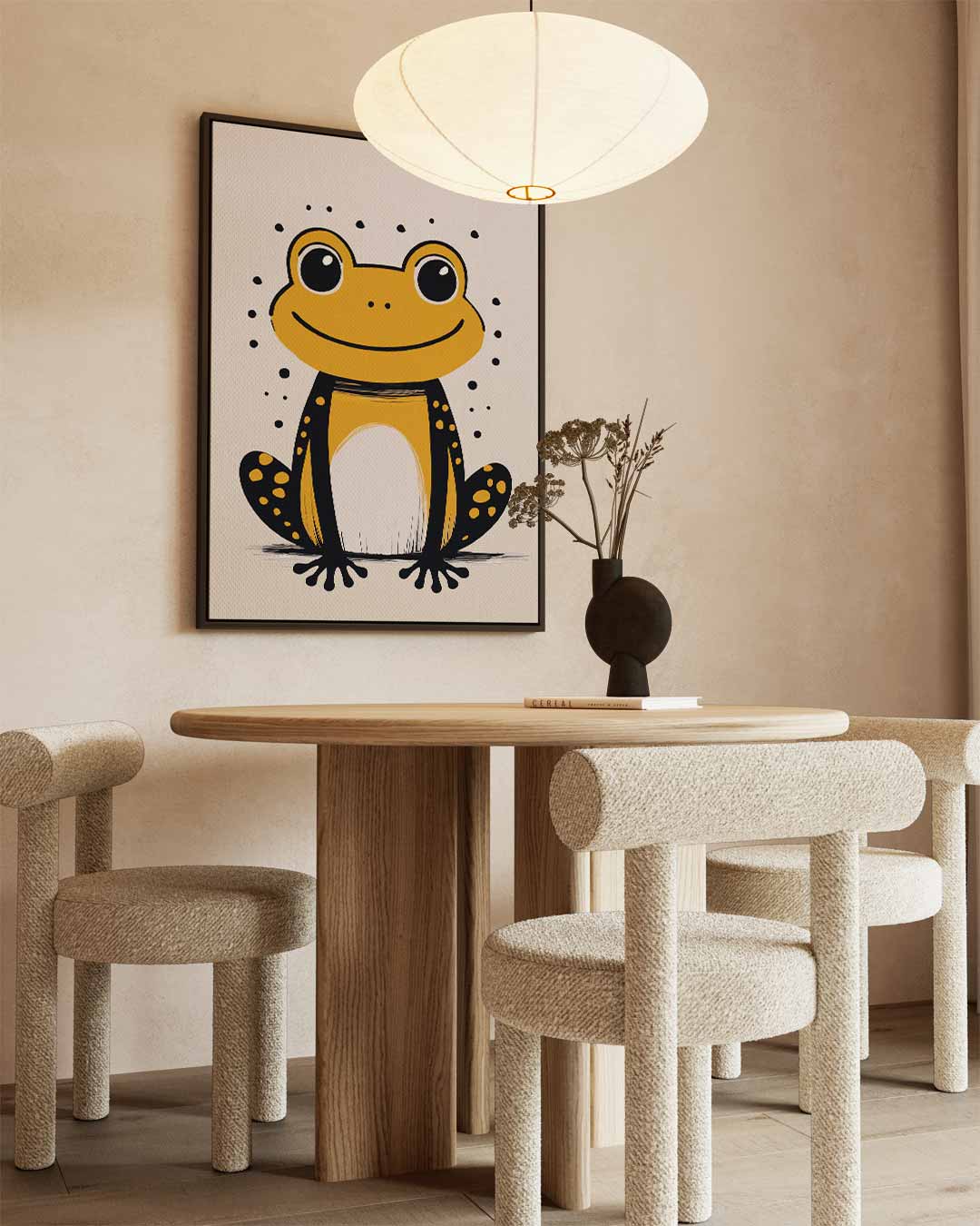 Vrolijke Kikker Illustratie Kunstwerk-canvas-dibond-plexiglas-wanddecoratie-WallArtistic