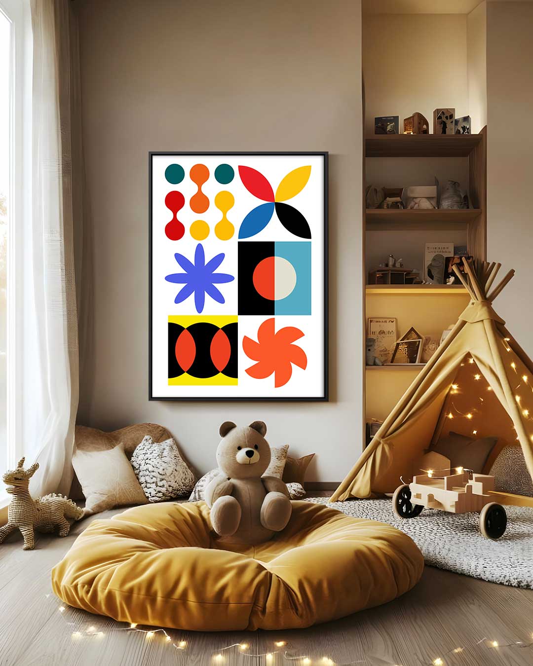 Kleurrijke Geometrische Abstractie Kunstwerk