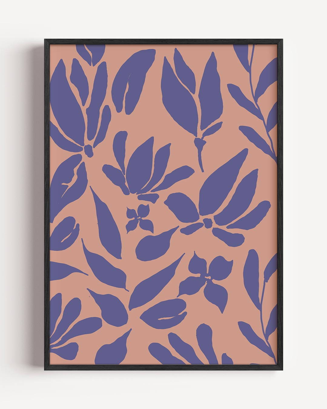 Botanische Blauwpaars Op Roze Poster-WallArtistic